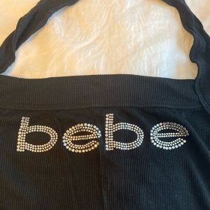Bebe Ribbed stretch Halter - tie back. NWT!